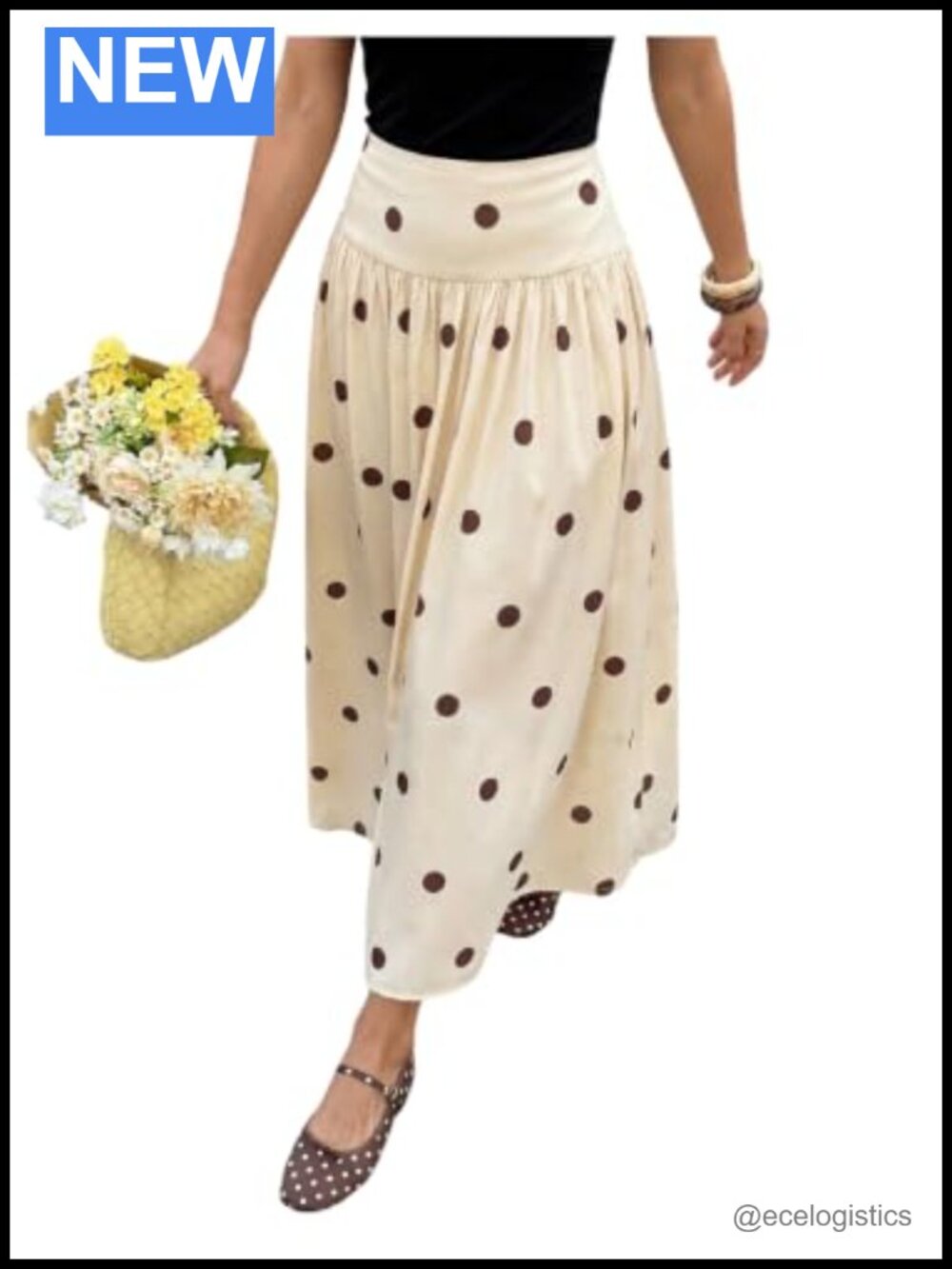 Women's Polka Dots Maxi Skirt High Waisted A Line Flowy Summer Skirt